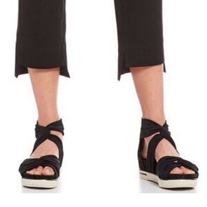 Eileen Fisher Sneaker Sandal Zanya Mesh Nubuck Leather Platform Black Size 9